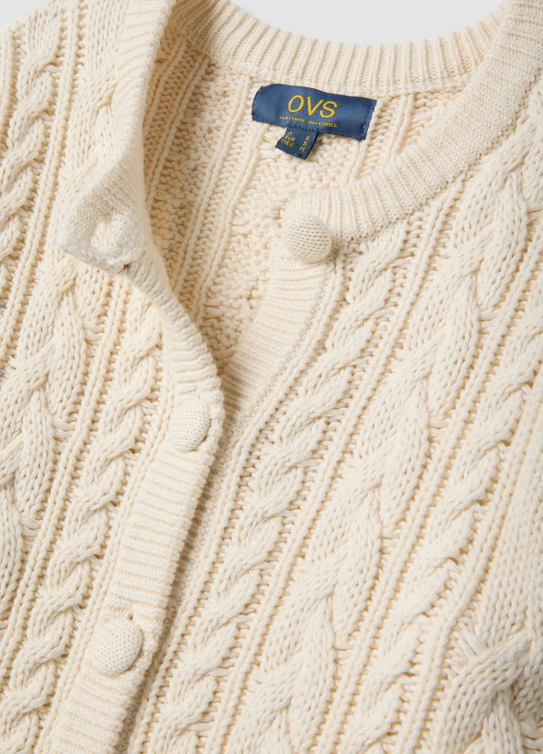 Cardigan Beige In Puro Cotone A Trecce Regular Fit | OVS Cardigan Beige In Puro Cotone A Trecce Regular Fit - 5 | OVS