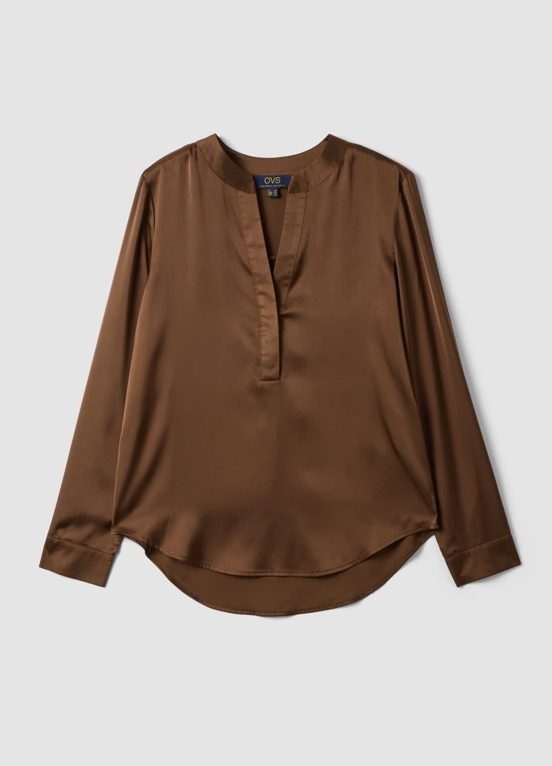 Camicia Marrone In Tessuto Elasticizzato Con Collo Coreano | OVS Camicia Marrone In Tessuto Elasticizzato Con Collo Coreano - 4 | OVS