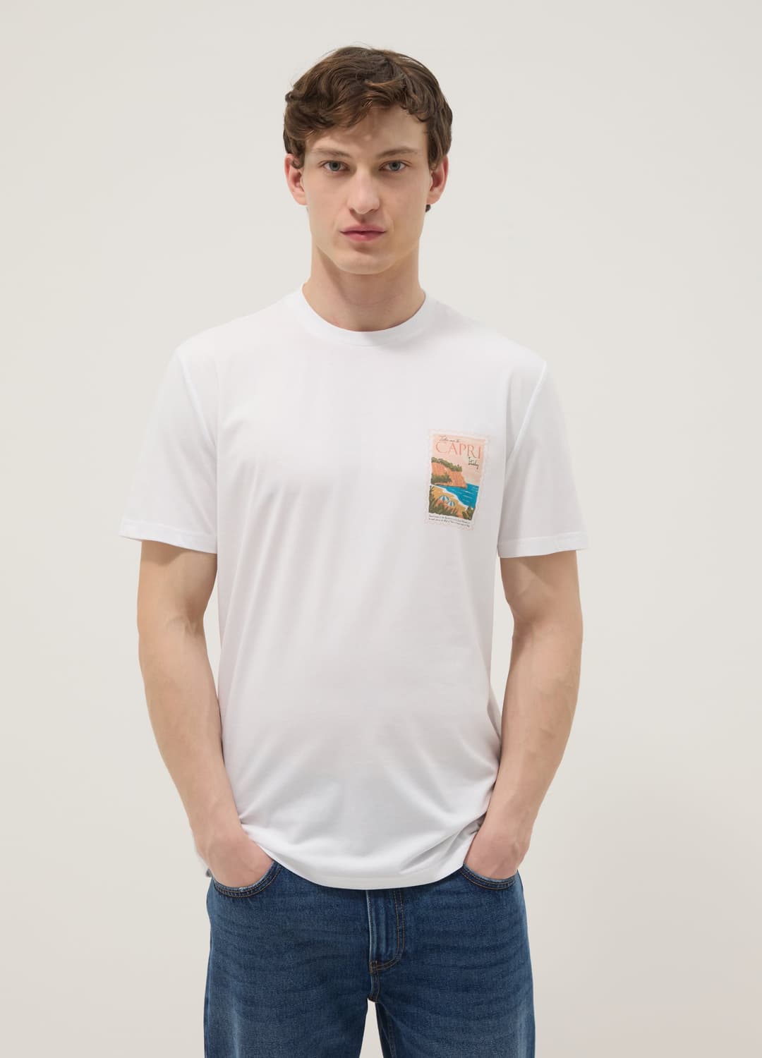 T-shirt Bianca In Puro Cotone Con Stampa Applicata Regular Fit | OVS T-shirt Bianca In Puro Cotone Con Stampa Applicata Regular Fit - 0 | OVS