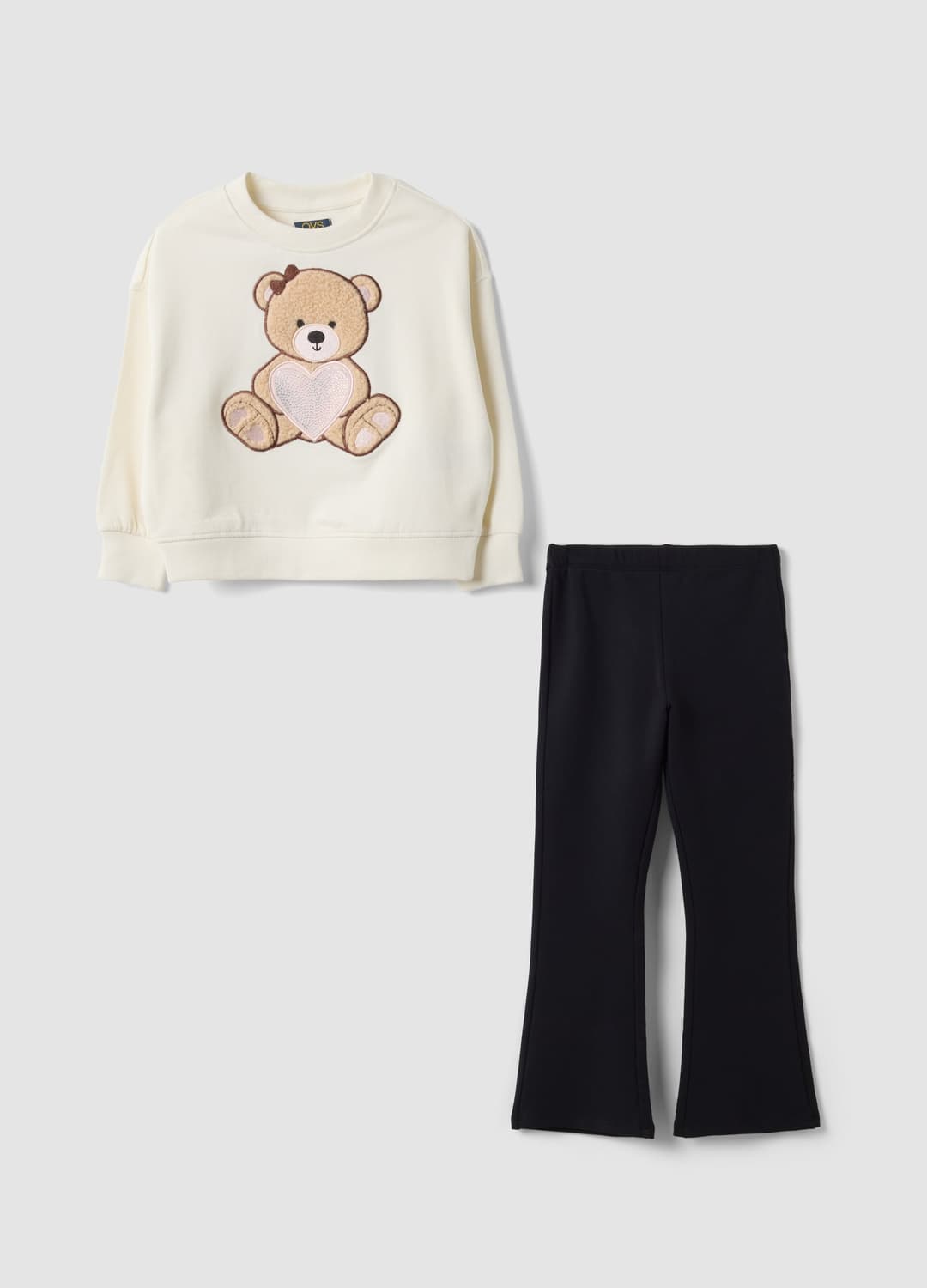 Set Aus Reiner Baumwolle Mit Rundhals Und Teddy-print Für Mädchen | OVS Set Aus Reiner Baumwolle Mit Rundhals Und Teddy-print Für Mädchen - 4 | OVS