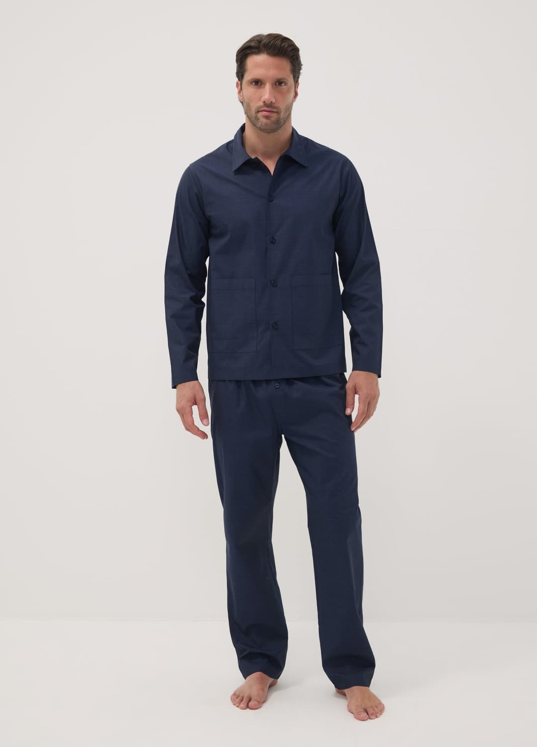 Pigiama Blu In Puro Cotone Organico Con Colletto | OVS Pigiama Blu In Puro Cotone Organico Con Colletto - 0 | OVS