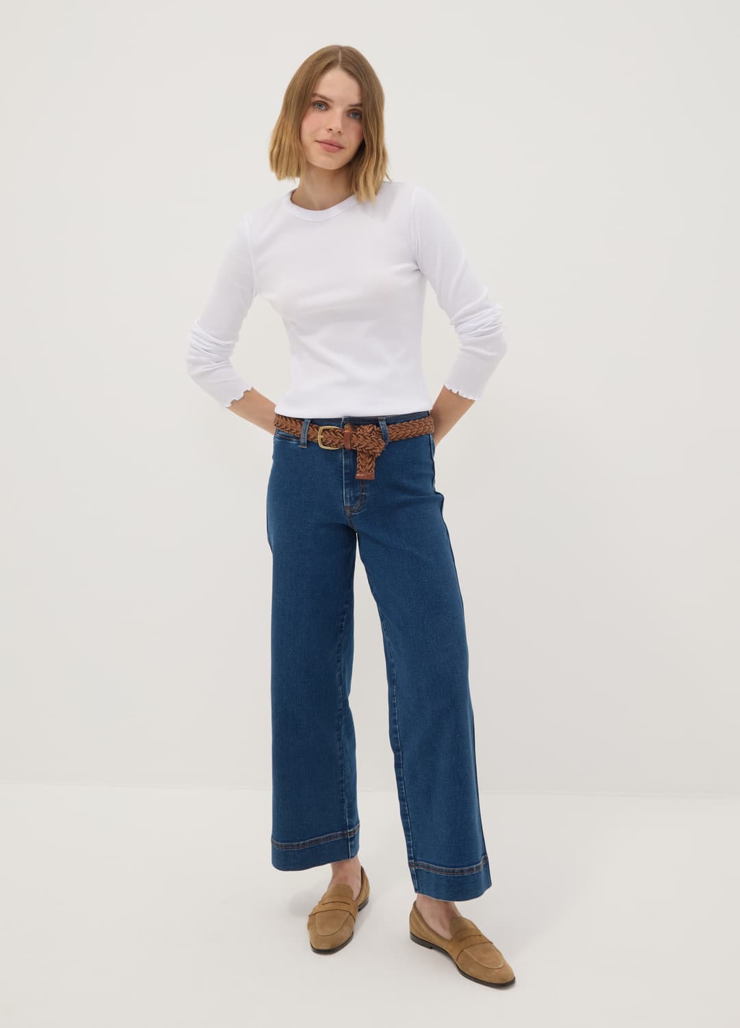 T-shirt Bianca In Puro Cotone A Maniche Lunghe Girocollo Regular Fit | OVS T-shirt Bianca In Puro Cotone A Maniche Lunghe Girocollo Regular Fit - 1 | OVS