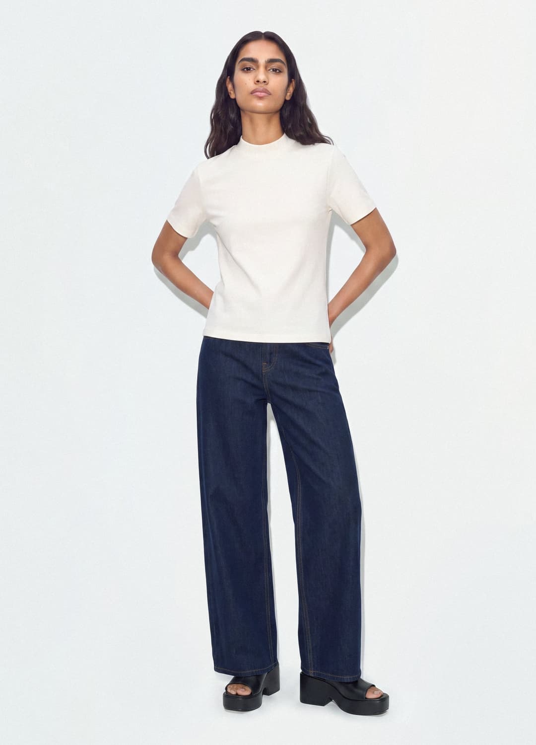 Hellblaue Denim-jeans Mit Wide Leg Aus 100 % Baumwolle | OVS Hellblaue Denim-jeans Mit Wide Leg Aus 100 % Baumwolle - 7 | OVS