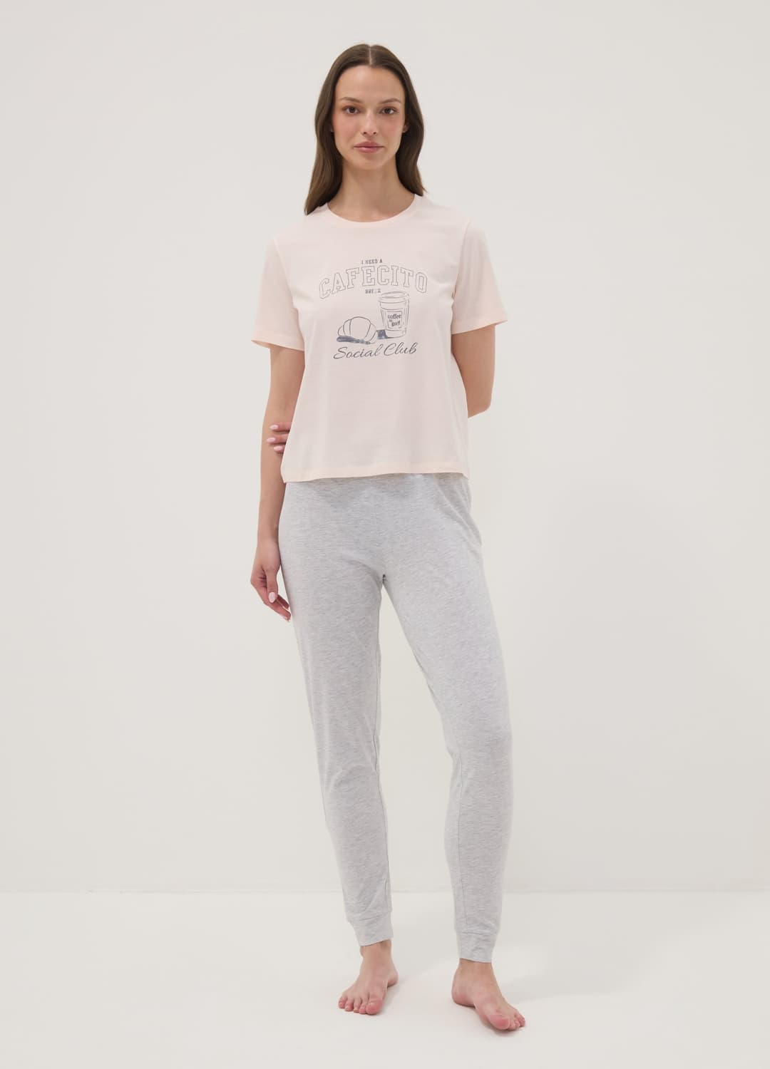 Pigiama Rosa In Puro Cotone Organico Con Pantaloni Grigi Regular Fit | OVS Pigiama Rosa In Puro Cotone Organico Con Pantaloni Grigi Regular Fit - 0 | OVS