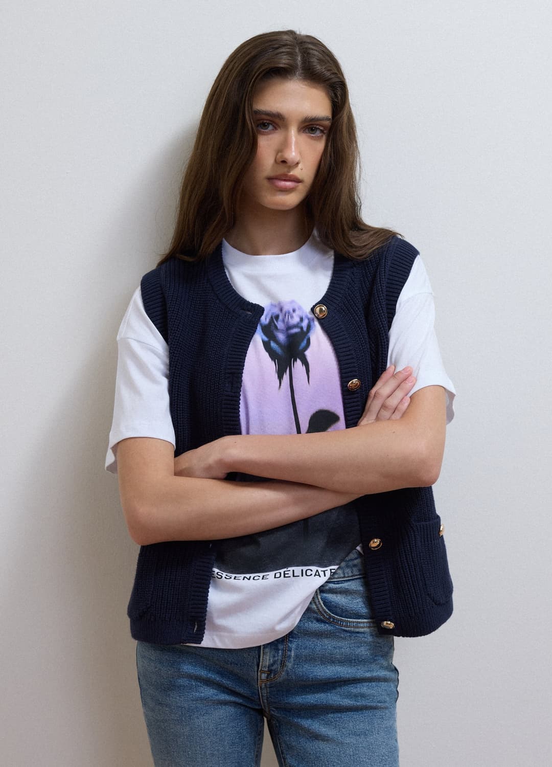 Gilet Blu In Puro Cotone Con Lavorazione A Maglia Regular Fit | OVS Gilet Blu In Puro Cotone Con Lavorazione A Maglia Regular Fit - 2 | OVS