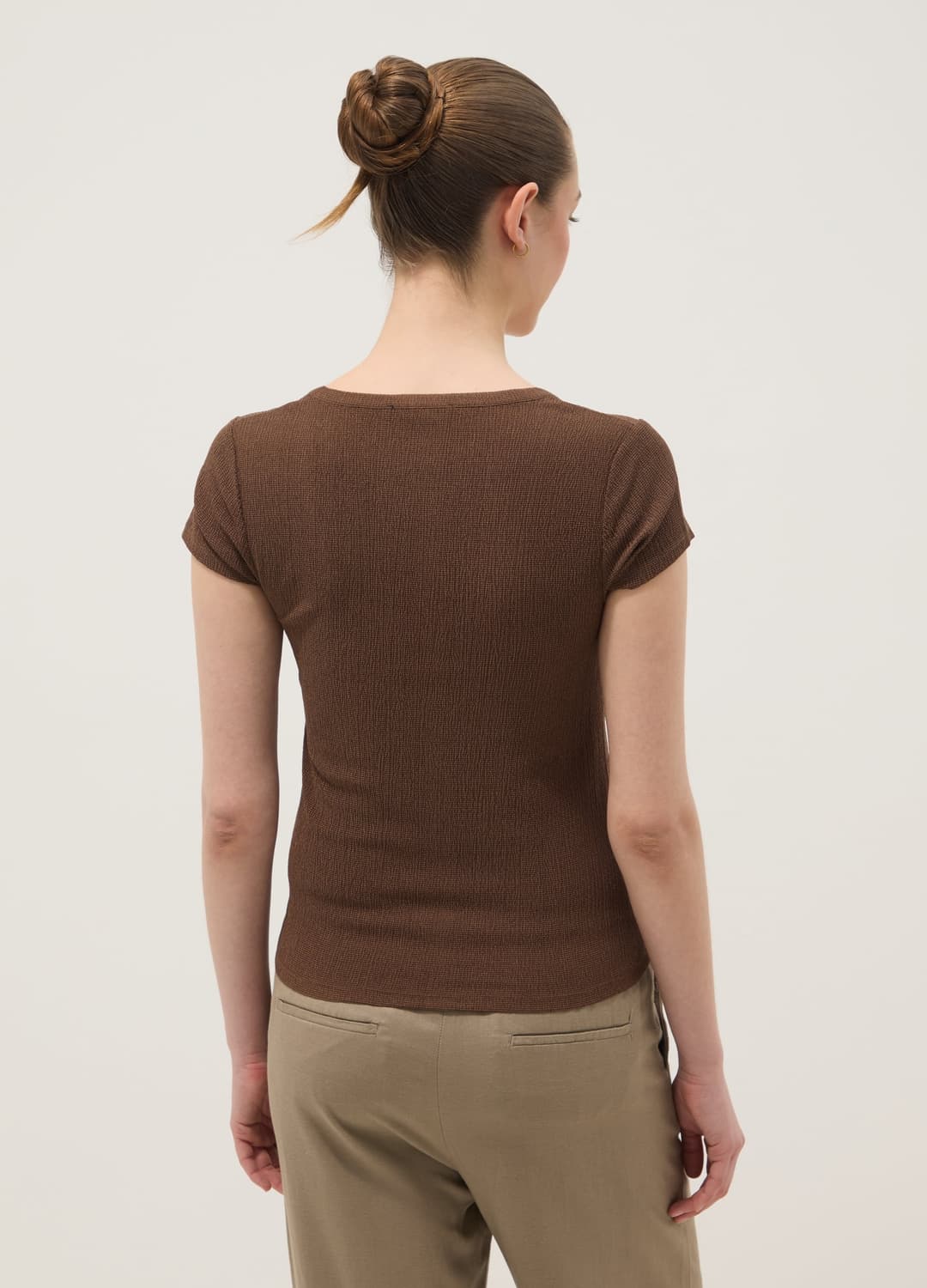 Braunes T-shirt Aus Stretchmaterial | OVS Braunes T-shirt Aus Stretchmaterial - 3 | OVS