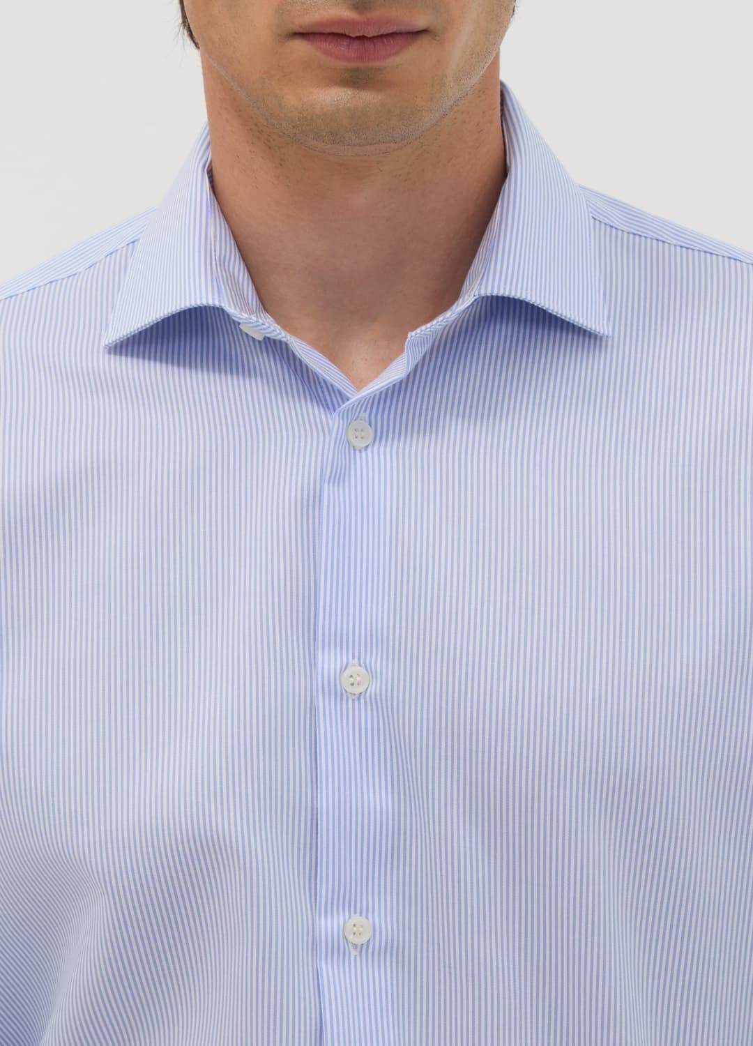 Camicia Azzurra In Puro Cotone A Righe Con Colletto Classico Regular Fit | OVS Camicia Azzurra In Puro Cotone A Righe Con Colletto Classico Regular Fit - 1 | OVS