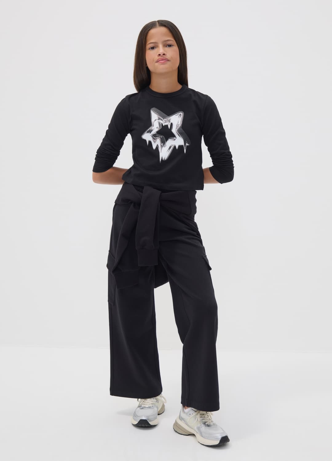 Pantaloni Cargo Neri Culotte In Puro Cotone Per Ragazza | OVS Pantaloni Cargo Neri Culotte In Puro Cotone Per Ragazza - 0 | OVS