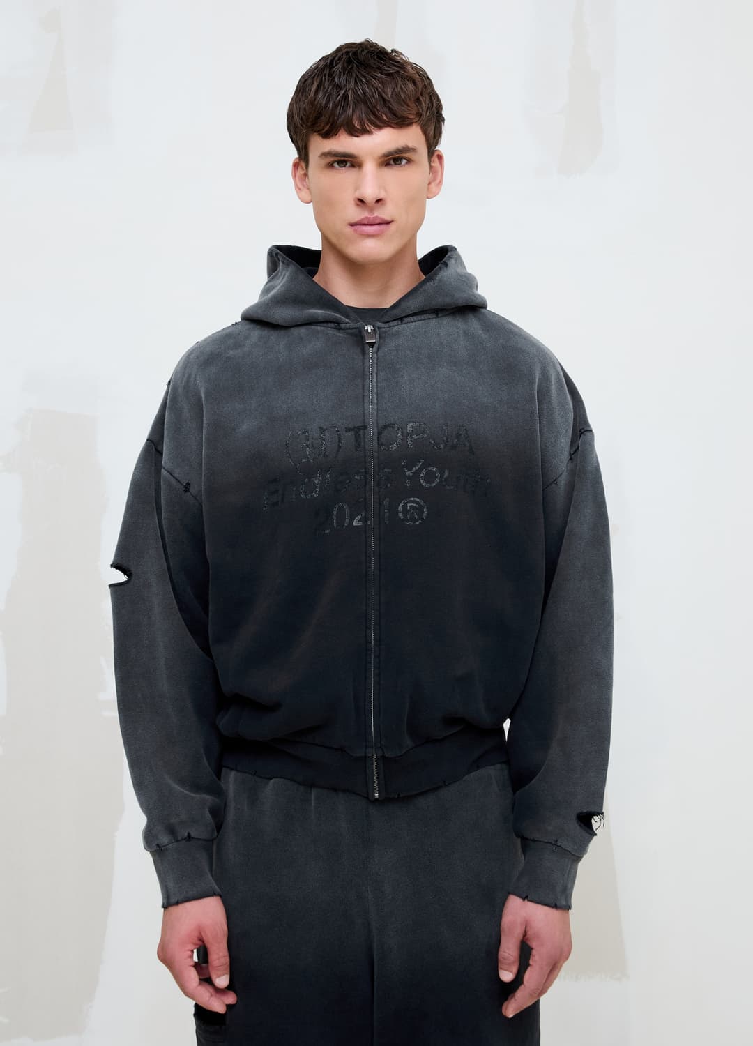 Full-zip Hoodie Sunfaded Black | OVS Full-zip Hoodie Sunfaded Black - 3 | OVS