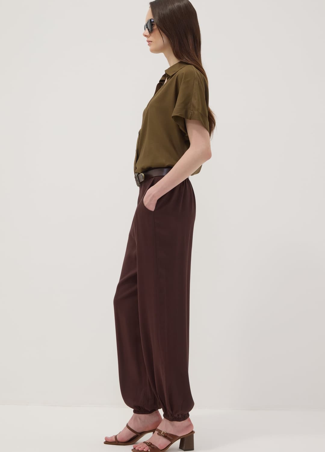Braune Hose Aus Reiner Viskose Mit Elastischem Saum | OVS Braune Hose Aus Reiner Viskose Mit Elastischem Saum - 2 | OVS