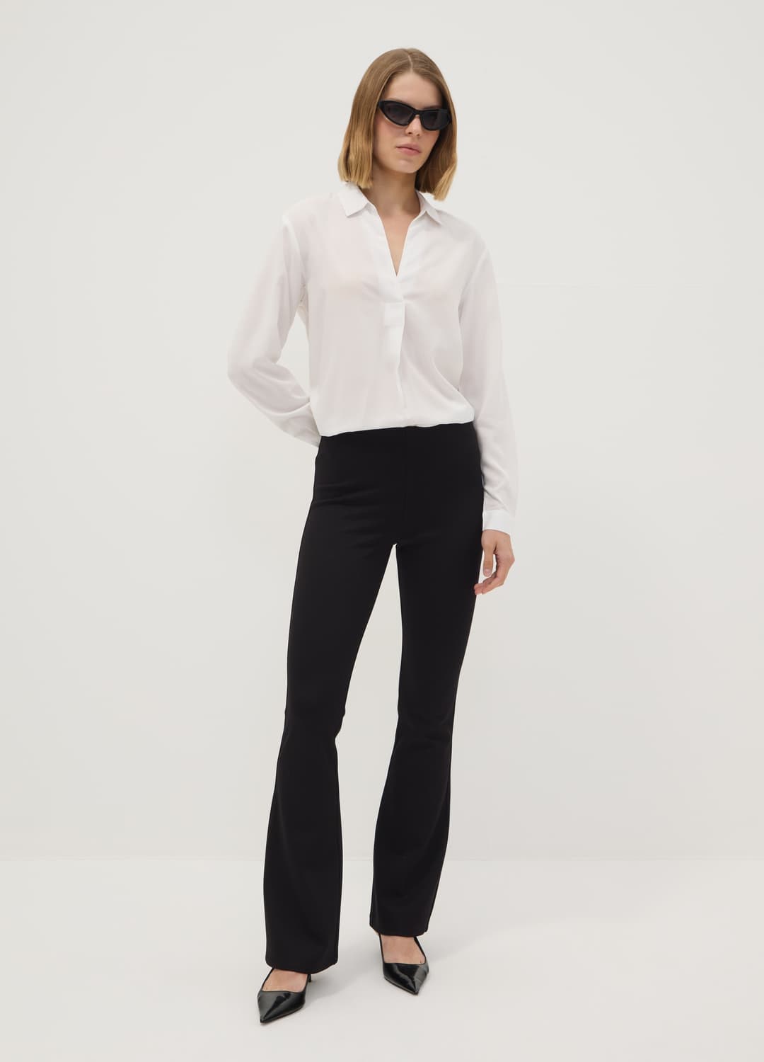 Leggings Neri Flare Fit In Punto Milano Di Viscosa Elasticizzata | OVS Leggings Neri Flare Fit In Punto Milano Di Viscosa Elasticizzata - 1 | OVS