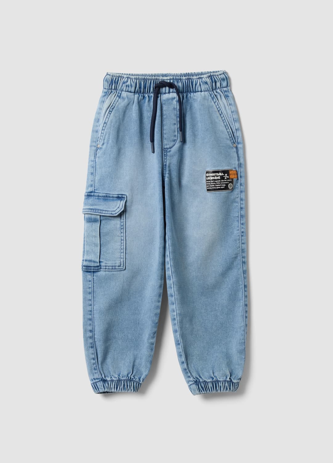 Pantaloni Jogger Denim Azzurri In Cotone Elasticizzato Per Bambino Relaxed Fit | OVS Pantaloni Jogger Denim Azzurri In Cotone Elasticizzato Per Bambino Relaxed Fit - 0 | OVS