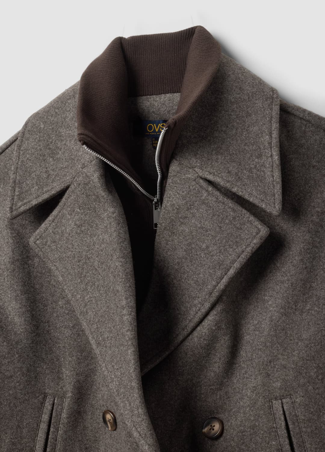 Giacca Grigia Doppiopetto Regular Fit Con Zip E Bottoni | OVS Giacca Grigia Doppiopetto Regular Fit Con Zip E Bottoni - 5 | OVS
