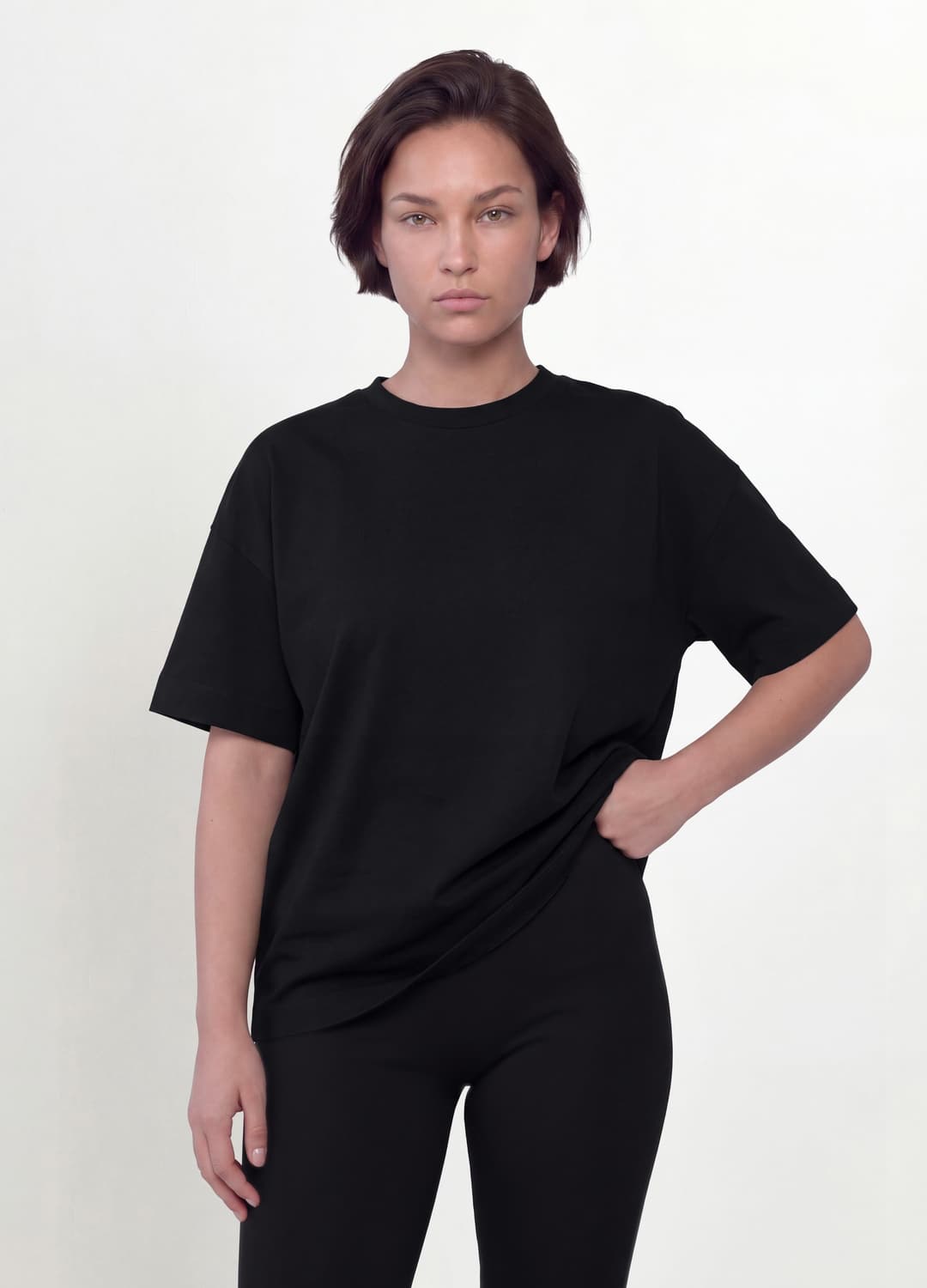 Schwarzes Rundhals-t-shirt Aus Elastischem Baumwoll-modal-mix | OVS Schwarzes Rundhals-t-shirt Aus Elastischem Baumwoll-modal-mix - 1 | OVS