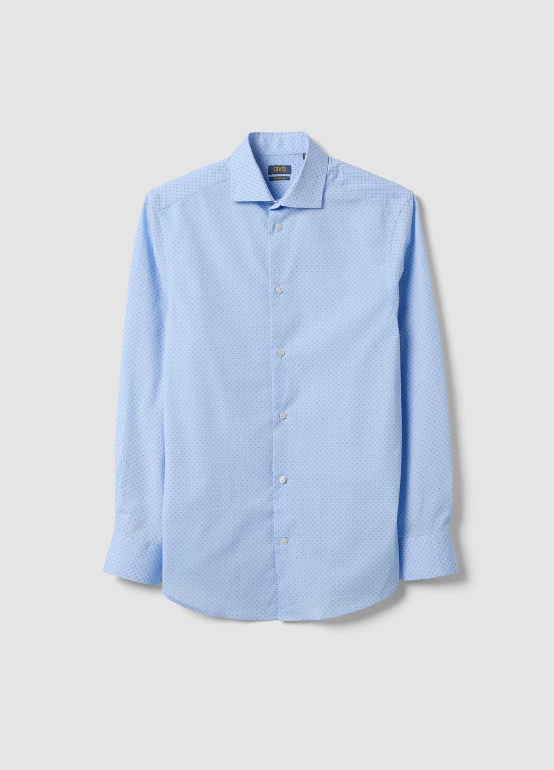 Camicia Azzurra In Popeline Di Cotone Elasticizzato Con Collo Francese | OVS Camicia Azzurra In Popeline Di Cotone Elasticizzato Con Collo Francese - 4 | OVS