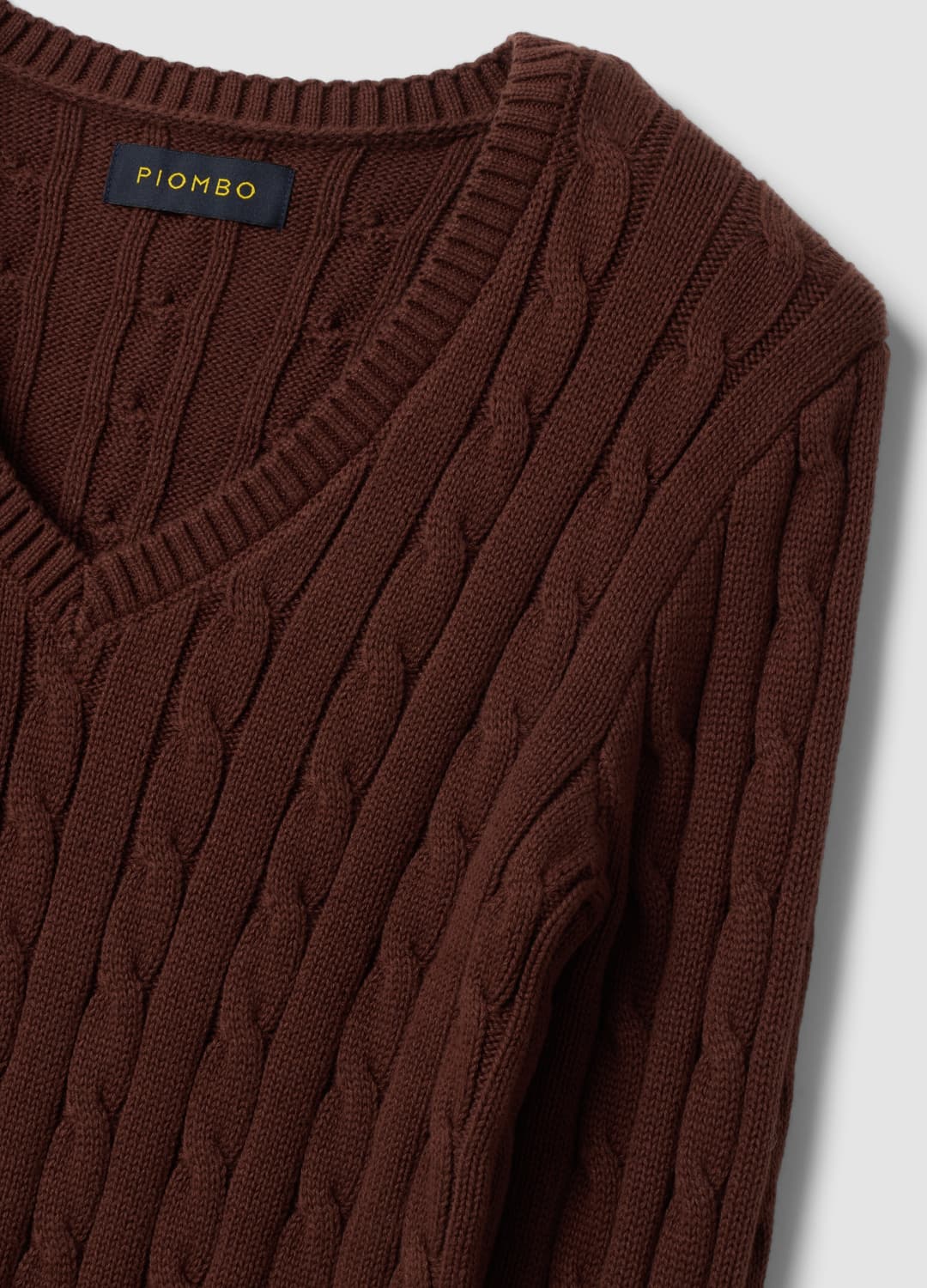 Blauer Zopfmuster-pullover Aus Reiner Baumwolle Mit Tiefem V-ausschnitt | OVS Blauer Zopfmuster-pullover Aus Reiner Baumwolle Mit Tiefem V-ausschnitt - 5 | OVS