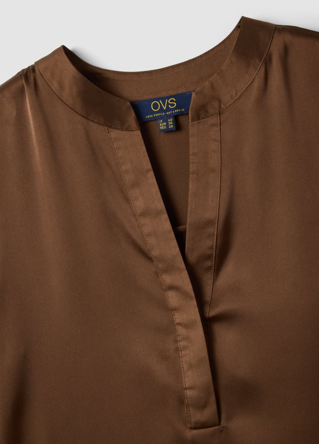 Camicia Marrone In Tessuto Elasticizzato Con Collo Coreano | OVS Camicia Marrone In Tessuto Elasticizzato Con Collo Coreano - 5 | OVS