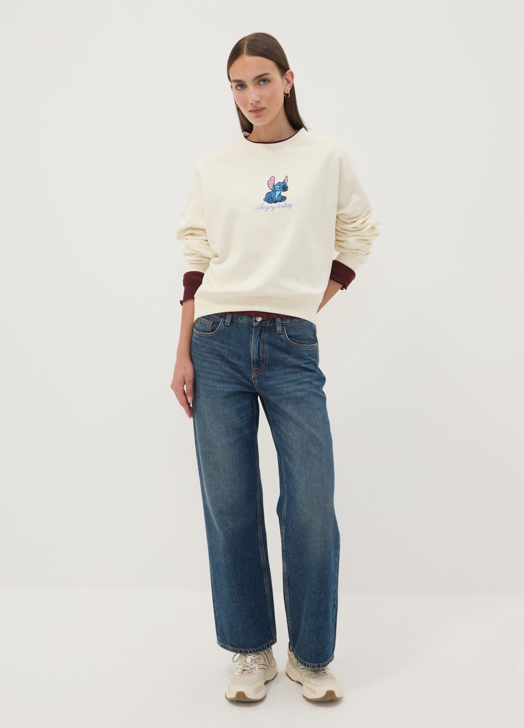 Felpa Beige In Puro Cotone Con Stampa Stitch | OVS Felpa Beige In Puro Cotone Con Stampa Stitch - 1 | OVS