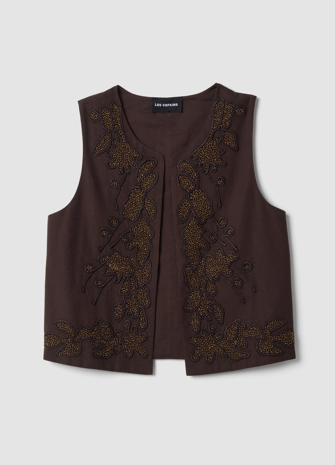 Gilet Marrone In Misto Cotone E Lino Con Ricamo Floreale | OVS Gilet Marrone In Misto Cotone E Lino Con Ricamo Floreale - 0 | OVS