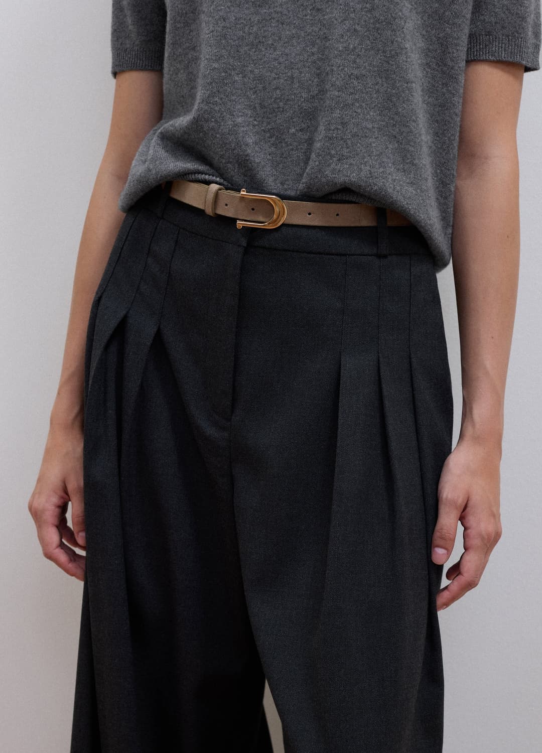 Graue Wide-leg-anzughose Aus Stretch-viskose Mit Gürtel | OVS Graue Wide-leg-anzughose Aus Stretch-viskose Mit Gürtel - 3 | OVS
