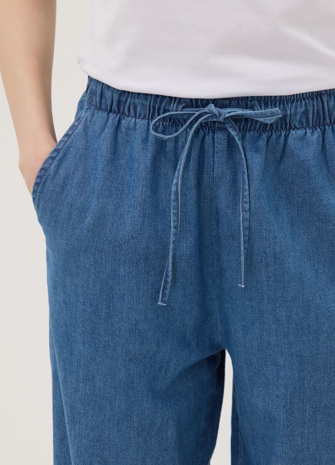 Blaue Wide-leg-jeanshose Aus Reiner Baumwolle Mit Tunnelzug | OVS Blaue Wide-leg-jeanshose Aus Reiner Baumwolle Mit Tunnelzug - 10 | OVS