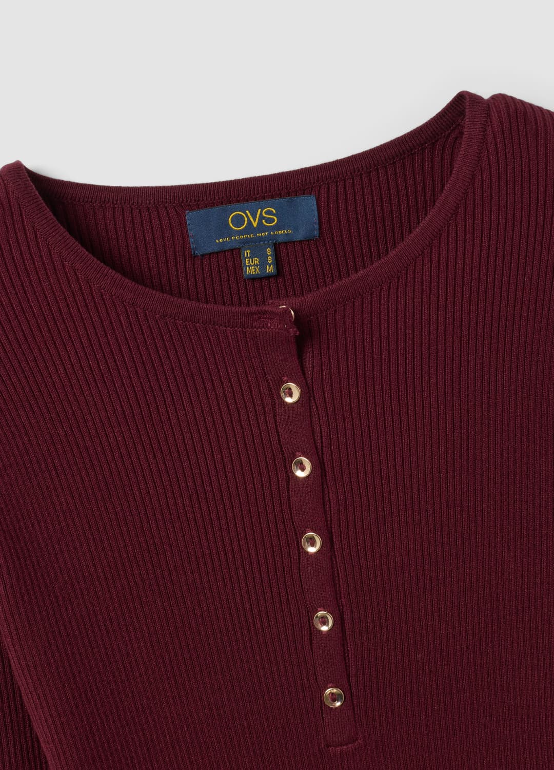 Maglia Rossa In Misto Viscosa A Costine Con Bottoni Fitted | OVS Maglia Rossa In Misto Viscosa A Costine Con Bottoni Fitted - 6 | OVS