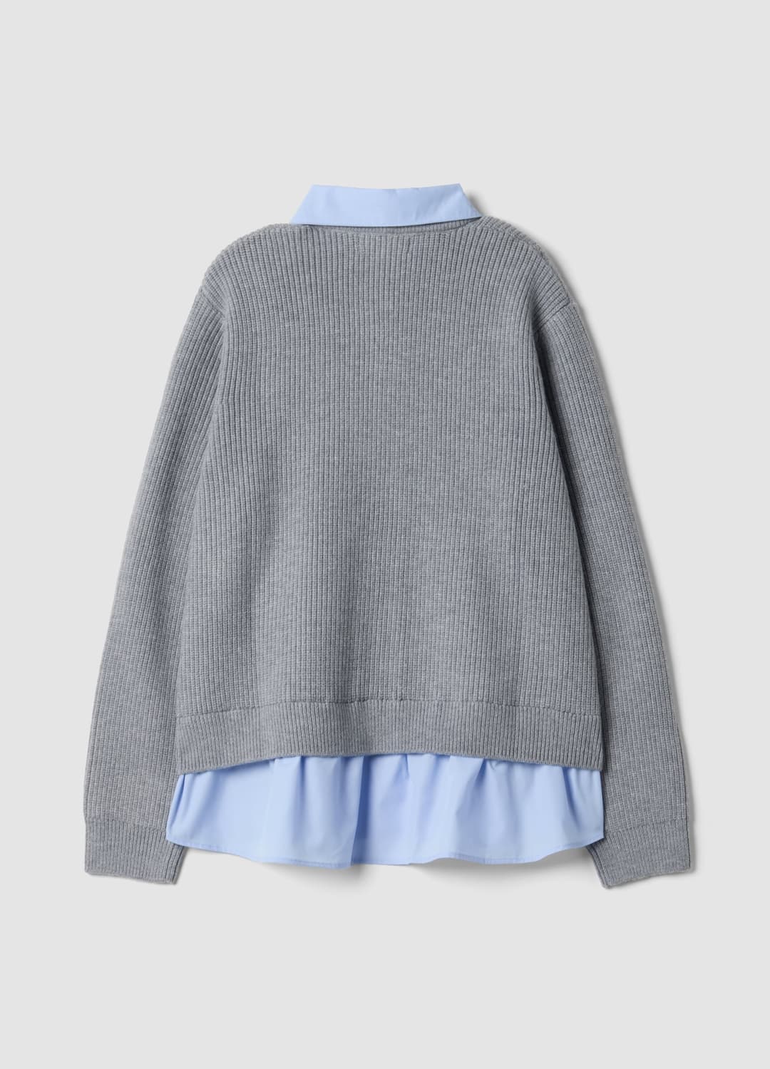 Cardigan Grigio Con Colletto Regular Fit A Coste Effetto Doppio Strato | OVS Cardigan Grigio Con Colletto Regular Fit A Coste Effetto Doppio Strato - 2 | OVS