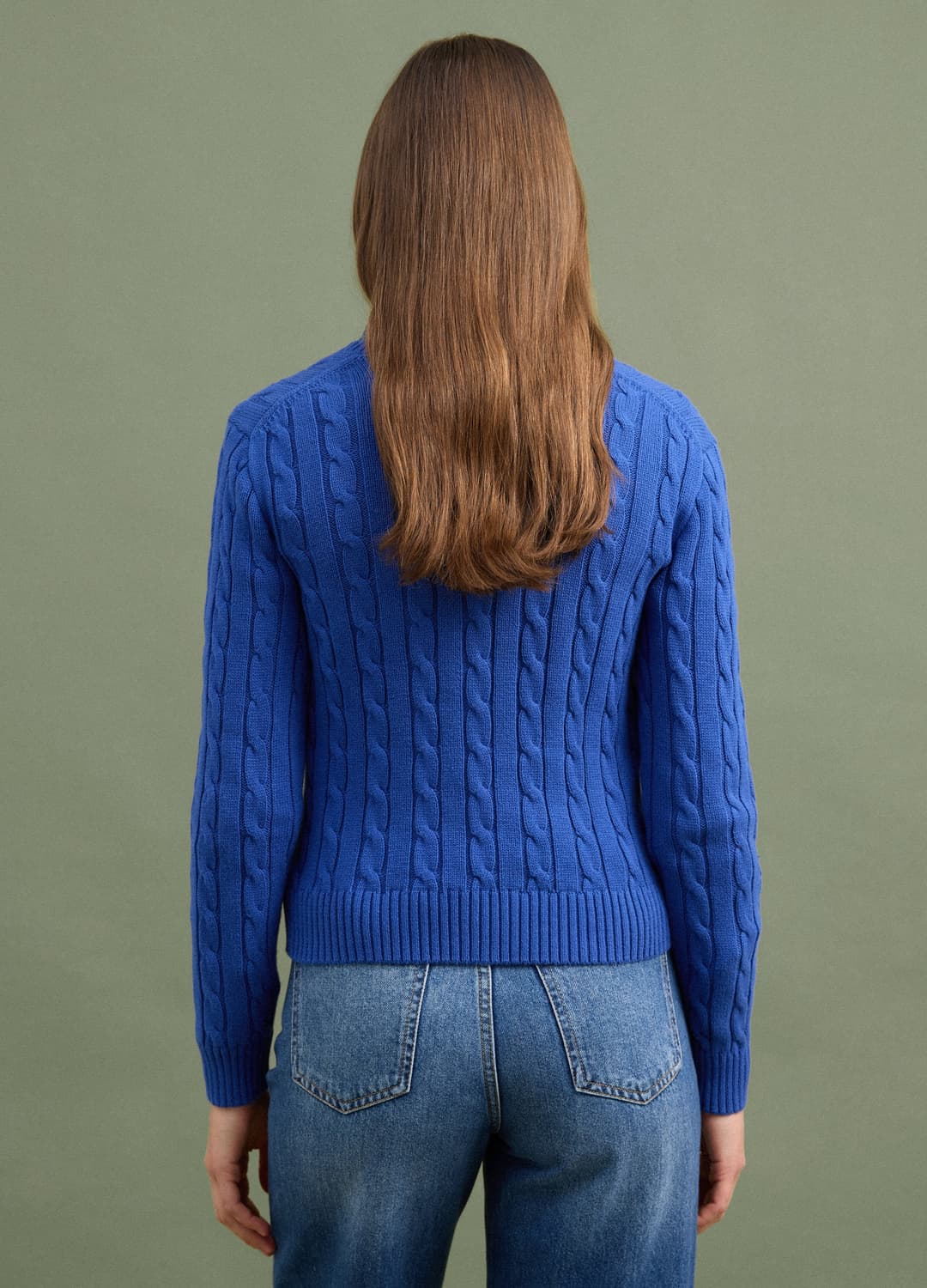 Maglia Blu In Puro Cotone A Trecce Con Scollo Profondo A V | OVS Maglia Blu In Puro Cotone A Trecce Con Scollo Profondo A V - 2 | OVS