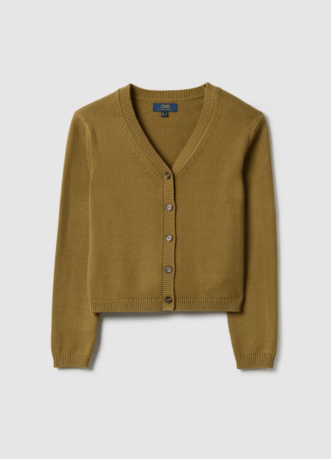 Grüne V-ausschnitt-strickjacke Aus Reiner Baumwolle Im Regular Fit | OVS Grüne V-ausschnitt-strickjacke Aus Reiner Baumwolle Im Regular Fit - 4 | OVS