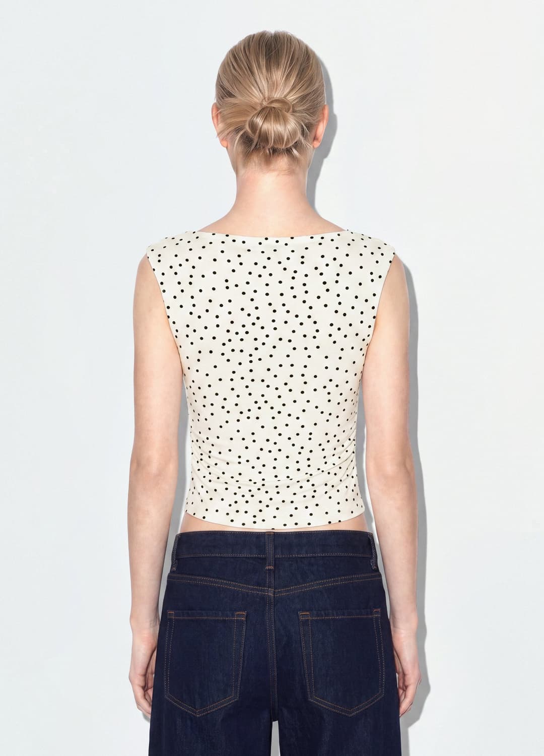 Top Bianco Asimmetrico Monospalla In Viscosa Elasticizzata A Pois Slim Fit | OVS Top Bianco Asimmetrico Monospalla In Viscosa Elasticizzata A Pois Slim Fit - 2 | OVS