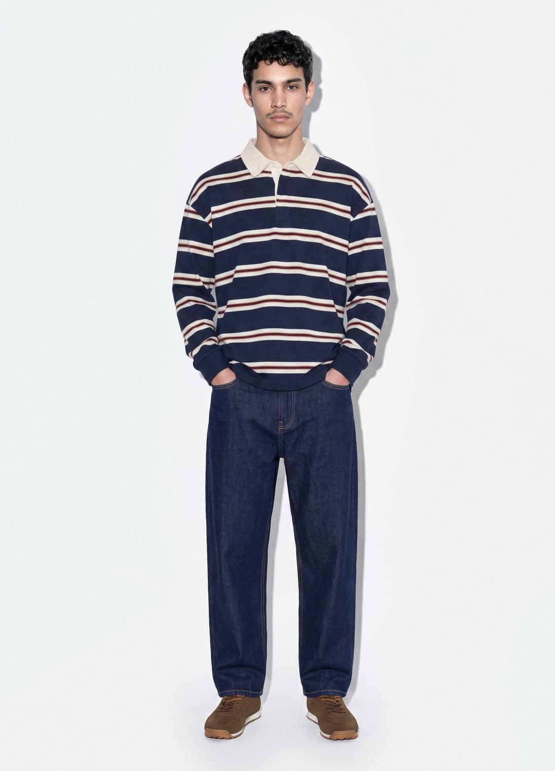 Polo Rugby Blu A Righe In Puro Cotone Con Colletto Classico | OVS Polo Rugby Blu A Righe In Puro Cotone Con Colletto Classico - 1 | OVS