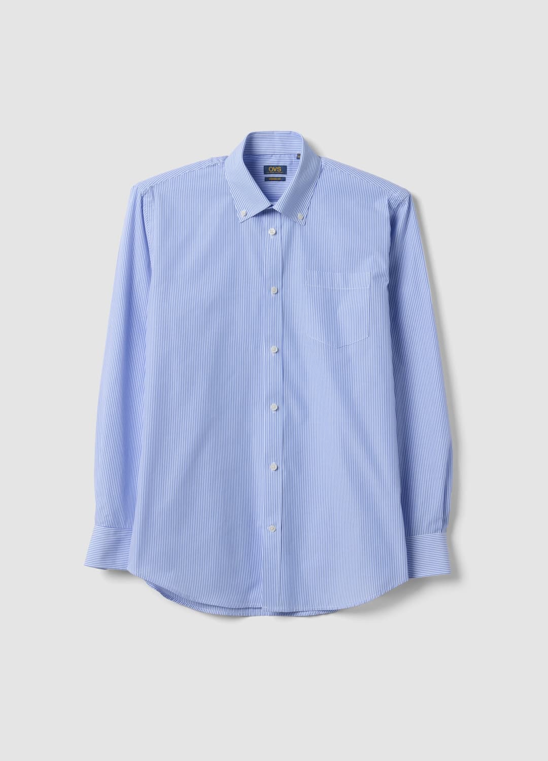 Camicia Azzurra A Righe In Misto Cotone Con Collo Button Down Easy Iron Regular Fit | OVS Camicia Azzurra A Righe In Misto Cotone Con Collo Button Down Easy Iron Regular Fit - 4 | OVS