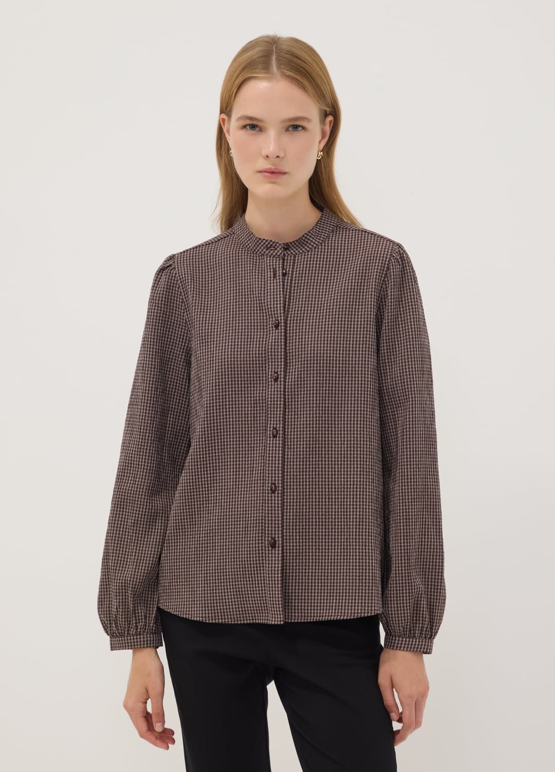 Camicia Bianca A Quadri In Viscosa Elasticizzato Con Collo Coreano | OVS Camicia Bianca A Quadri In Viscosa Elasticizzato Con Collo Coreano - 9 | OVS