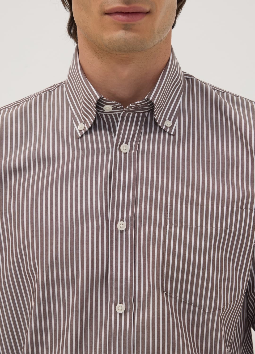 Camicia Marrone In Misto Cotone A Righe Con Collo Botton Down Easy Iron Regular Fit | OVS Camicia Marrone In Misto Cotone A Righe Con Collo Botton Down Easy Iron Regular Fit - 1 | OVS