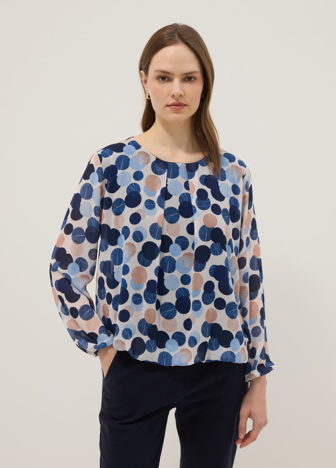 Camicia Nera A Pois Con Colletto E Maniche Corte Per Donna, In Poliestere, Nuova Senza Etichetta - Foto 2