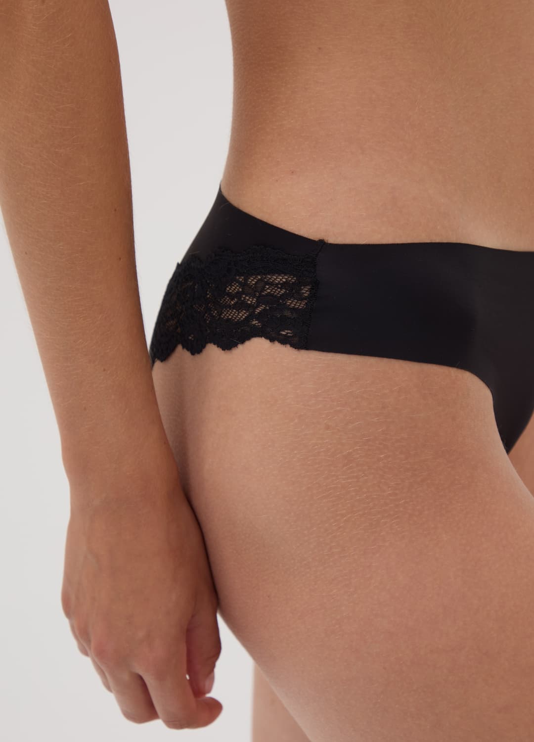 Slip Brasiliana Nero In Microfibra Elasticizzata Con Pizzo | OVS Slip Brasiliana Nero In Microfibra Elasticizzata Con Pizzo - 3 | OVS