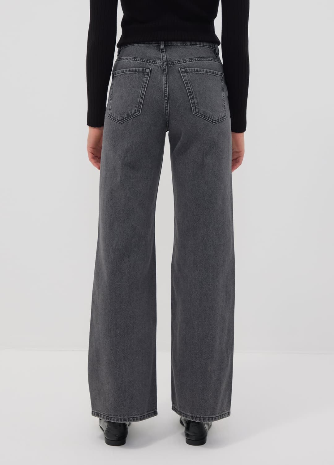Graue Denim-jeans Aus Reiner Baumwolle Mit High Waist Und Wide Leg | OVS Graue Denim-jeans Aus Reiner Baumwolle Mit High Waist Und Wide Leg - 2 | OVS