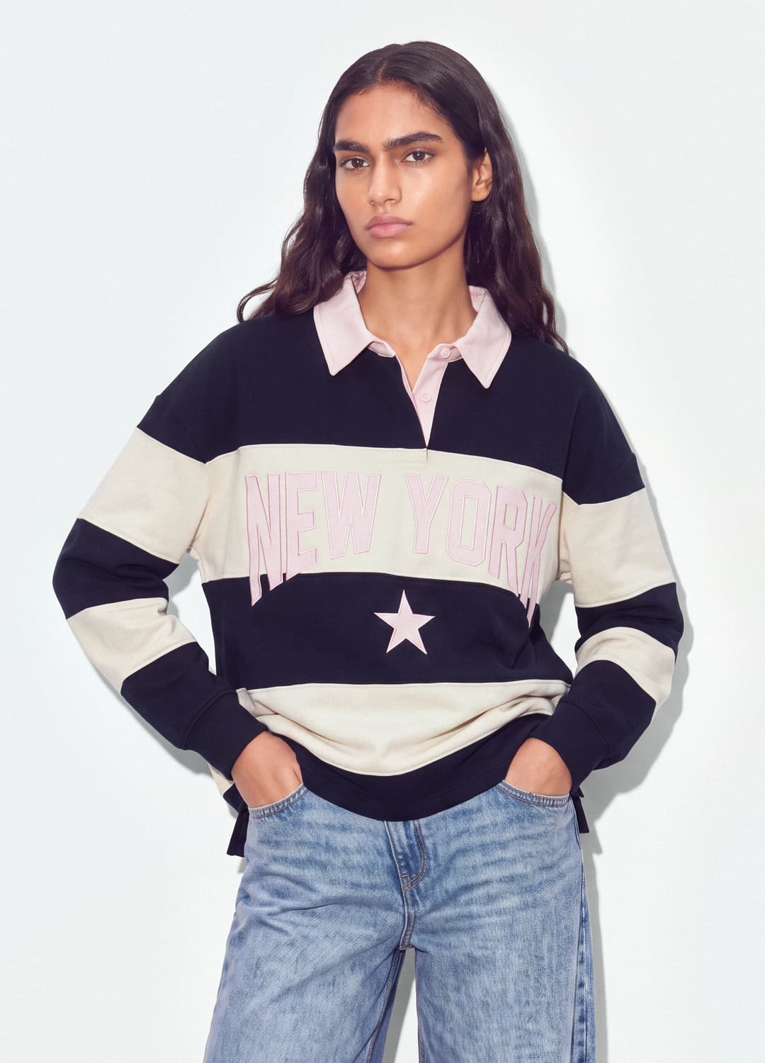 Felpa A Righe Marrone In Misto Cotone Con Colletto Relaxed Fit | OVS Felpa A Righe Marrone In Misto Cotone Con Colletto Relaxed Fit - 7 | OVS