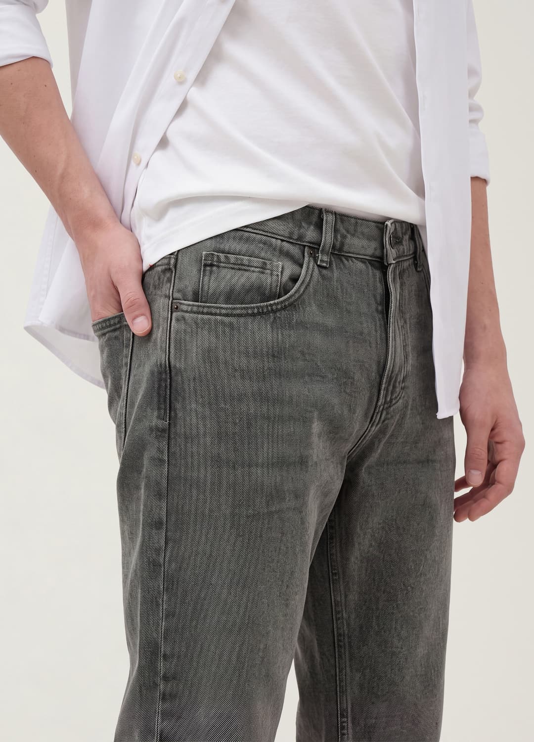 Graue Regular-fit-jeans Aus Baumwoll- | OVS Graue Regular-fit-jeans Aus Baumwoll- - 1 | OVS