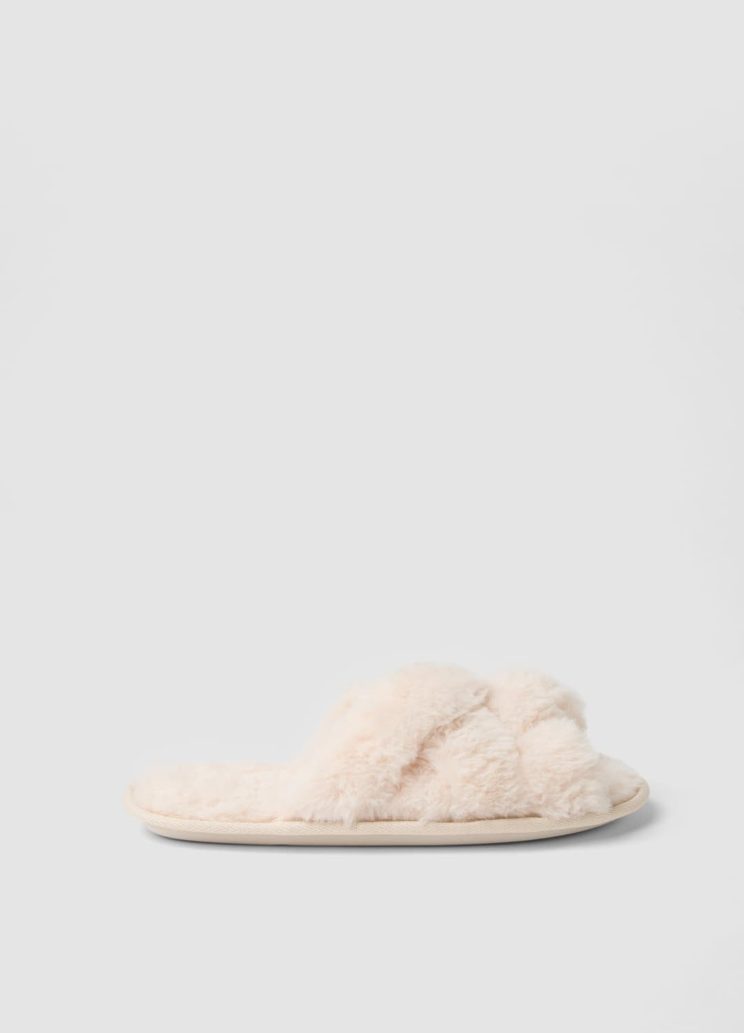 Weiße Slipper Mit Gekreuzten Riemen Und Kunstfell | OVS Weiße Slipper Mit Gekreuzten Riemen Und Kunstfell - 0 | OVS