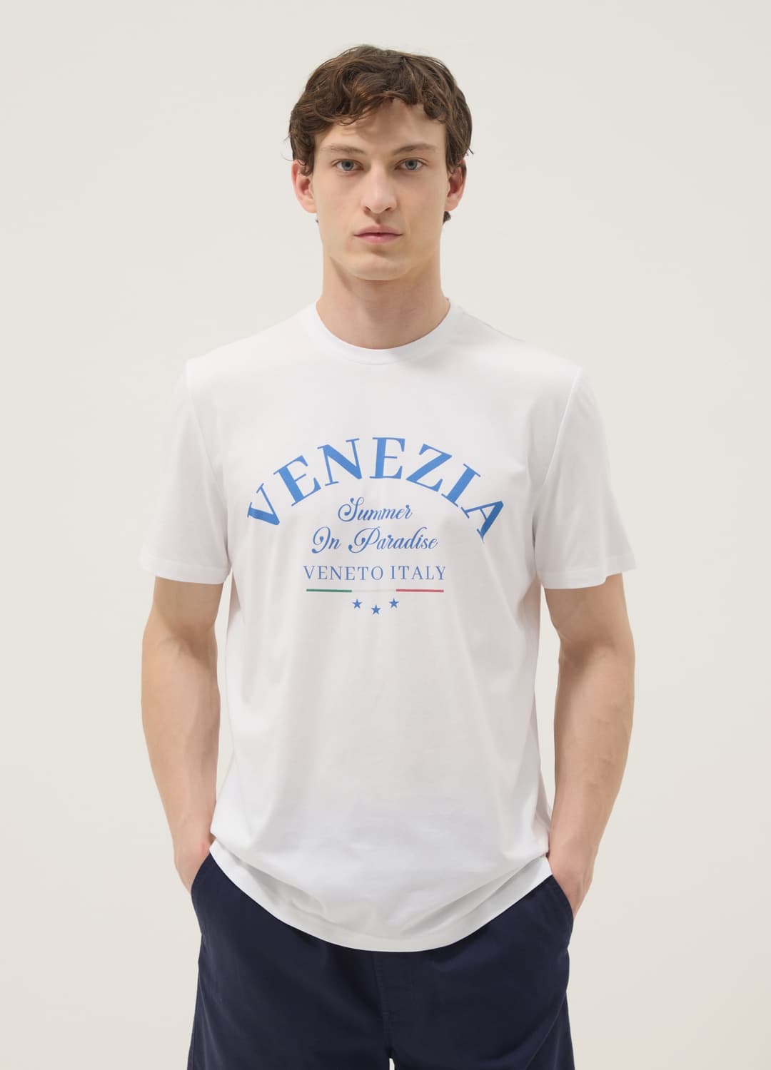 T-shirt Bianca In Puro Cotone Con Stampa Frontale Regular Fit | OVS T-shirt Bianca In Puro Cotone Con Stampa Frontale Regular Fit - 2 | OVS