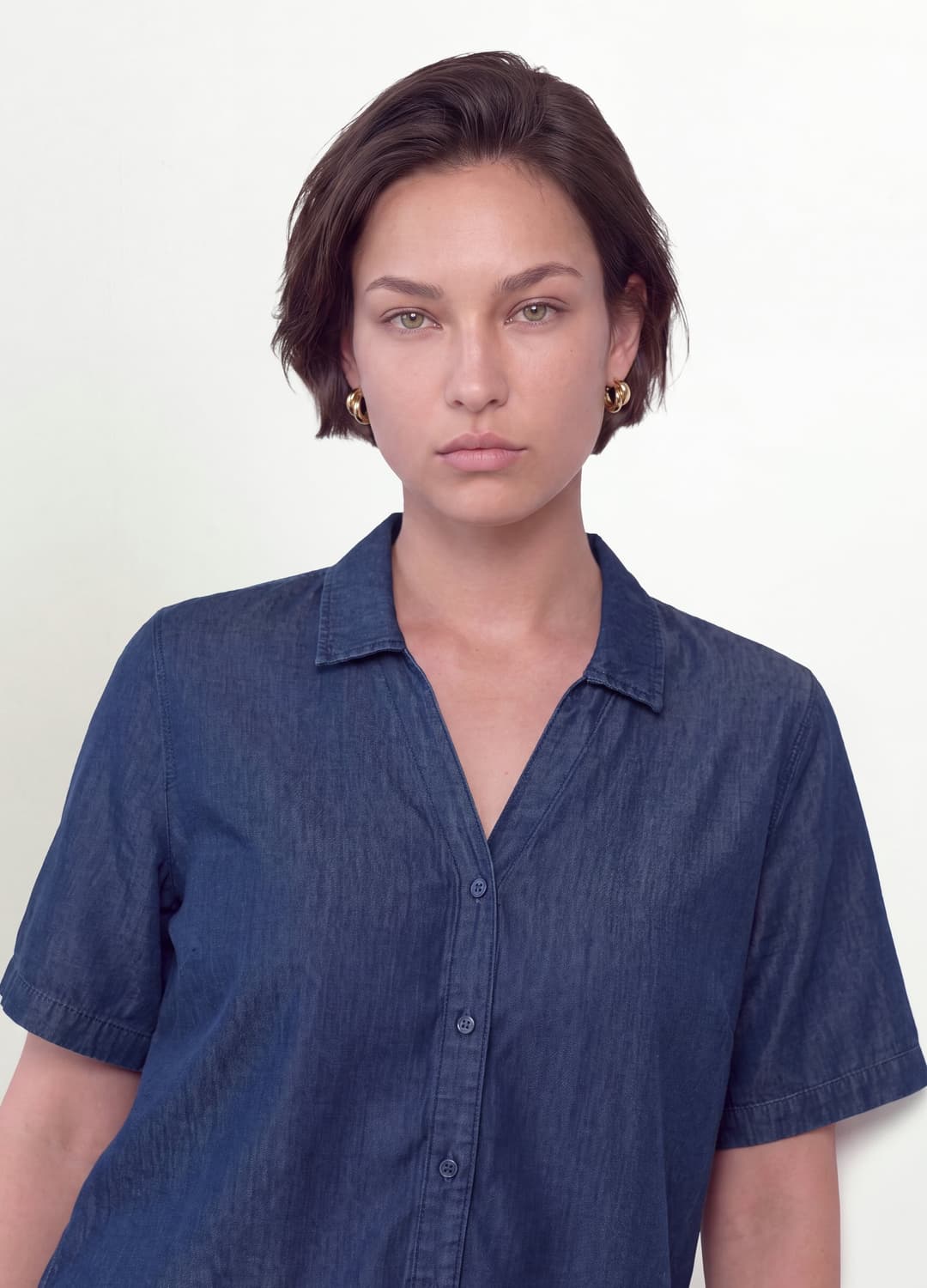 Blaue Kurzarm-bluse Aus Reinem Lyocell | OVS Blaue Kurzarm-bluse Aus Reinem Lyocell - 3 | OVS