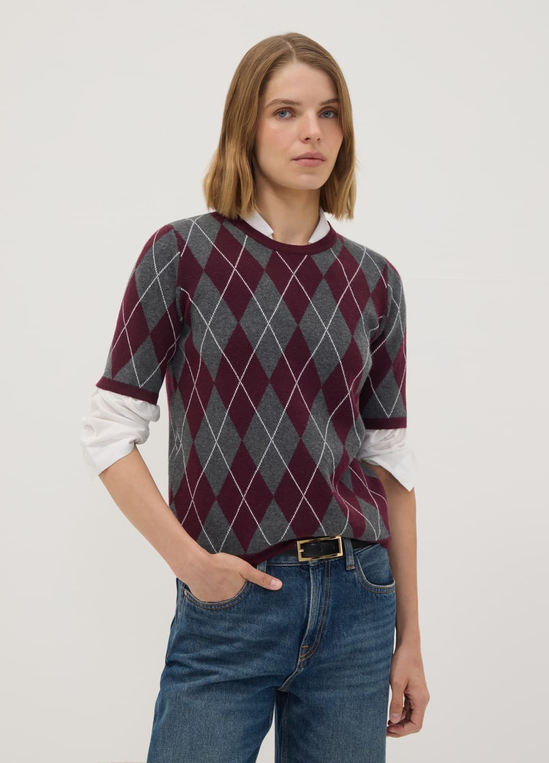 Mehrfarbiger Pullover Mit Rautenmuster Und Rundhals | OVS Mehrfarbiger Pullover Mit Rautenmuster Und Rundhals - 2 | OVS