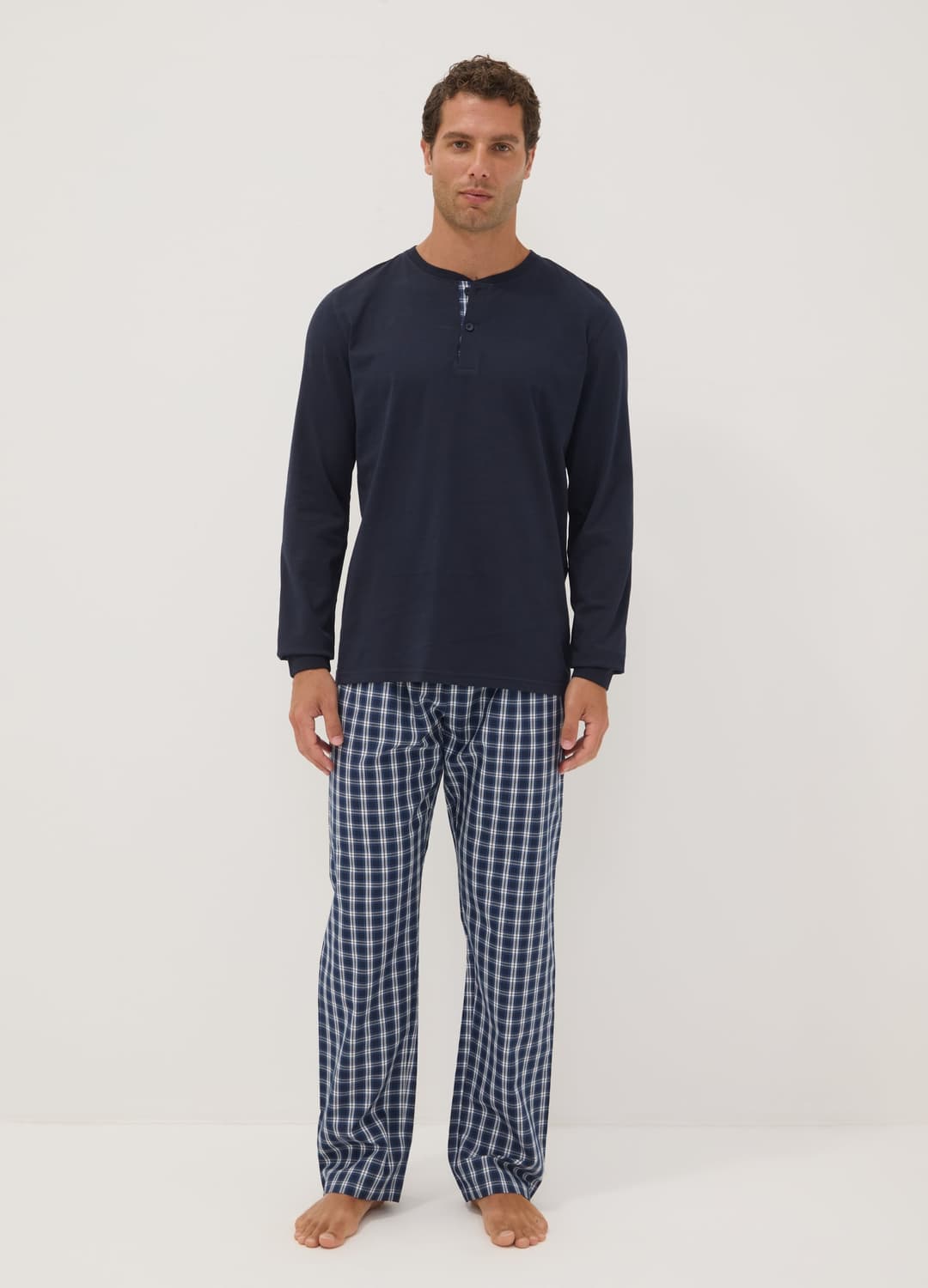 Pigiama Blu In Puro Cotone Organico Con Collo Serafino Regular Fit | OVS Pigiama Blu In Puro Cotone Organico Con Collo Serafino Regular Fit - 0 | OVS