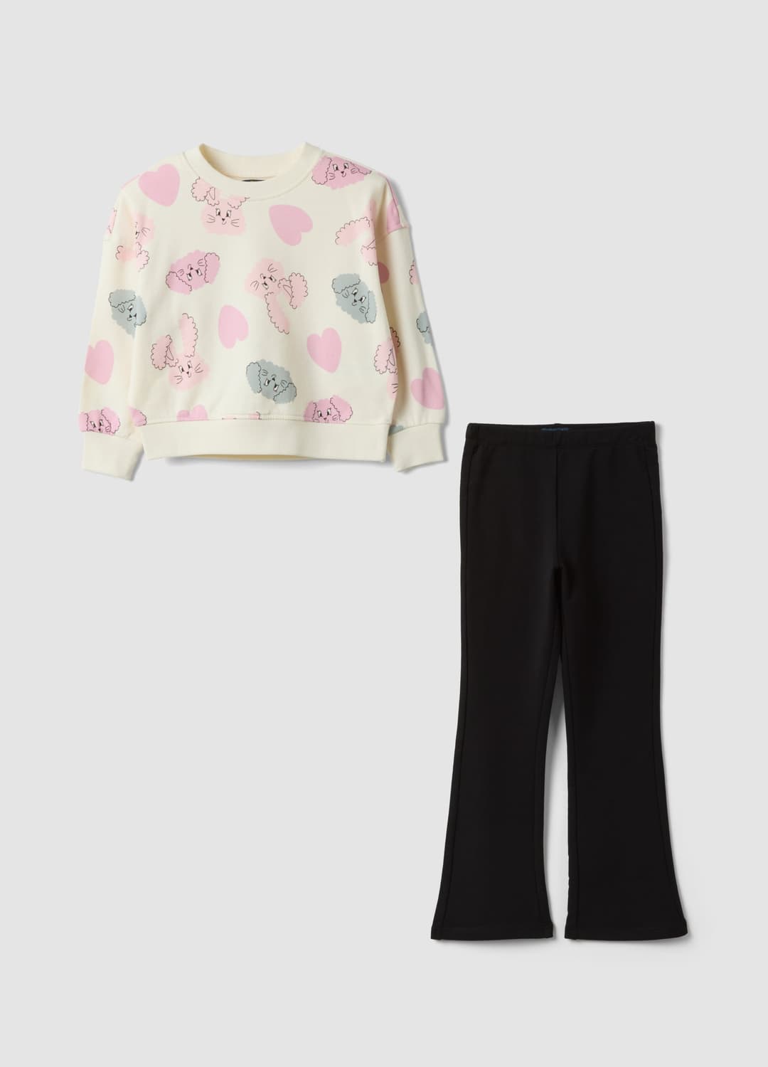 Mehrfarbiges Mädchen-set Aus Reiner Baumwolle Mit Sweatshirt Und Hündchen-print | OVS Mehrfarbiges Mädchen-set Aus Reiner Baumwolle Mit Sweatshirt Und Hündchen-print - 0 | OVS