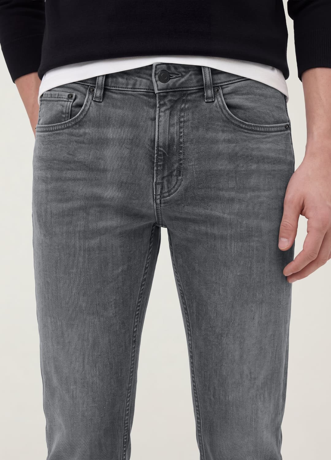 Graue Slim-fit-denim-jeans Aus Stretch-baumwolle | OVS Graue Slim-fit-denim-jeans Aus Stretch-baumwolle - 3 | OVS