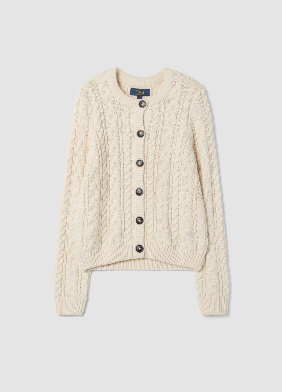 Cardigan Beige In Misto Cotone Con Girocollo | OVS Cardigan Beige In Misto Cotone Con Girocollo - 0 | OVS