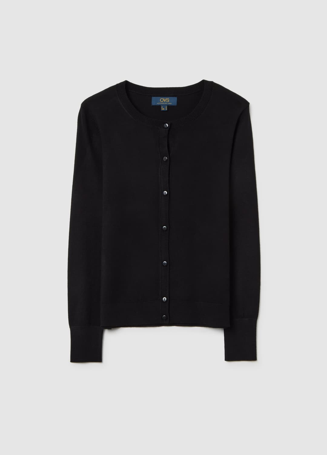 Cardigan Girocollo Nero Regular Fit Con Lavorazione A Maglia Jersey | OVS Cardigan Girocollo Nero Regular Fit Con Lavorazione A Maglia Jersey - 4 | OVS
