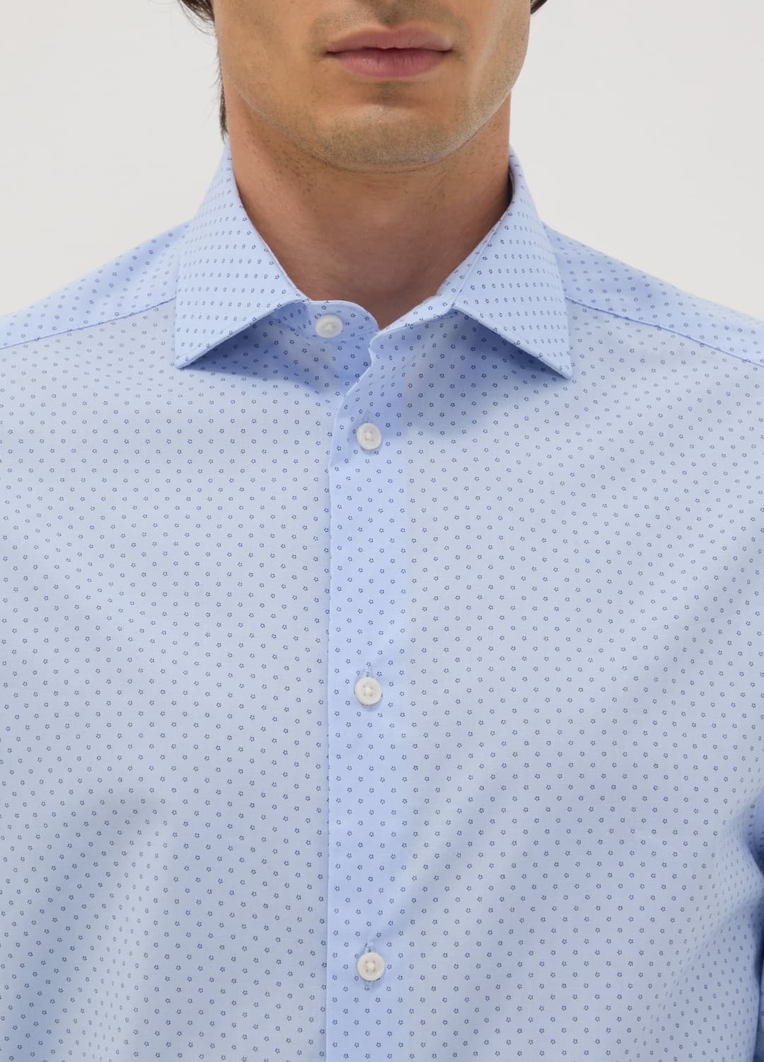 Camicia Azzurra In Popeline Di Cotone Elasticizzato Con Collo Francese | OVS Camicia Azzurra In Popeline Di Cotone Elasticizzato Con Collo Francese - 1 | OVS