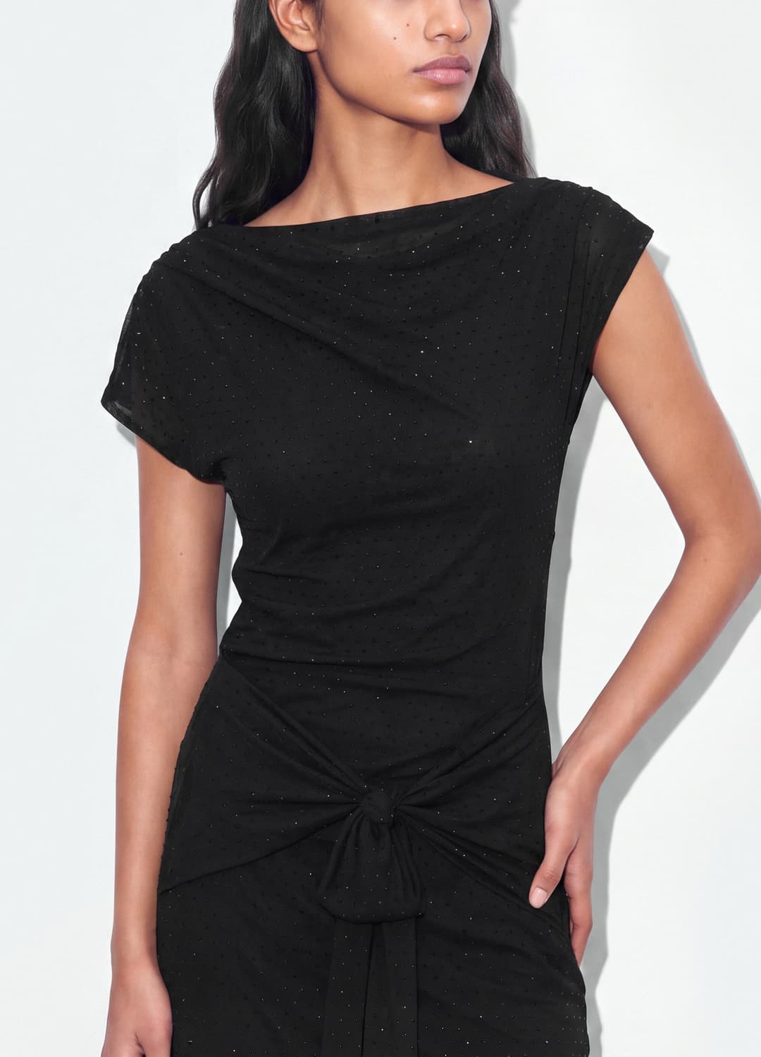 Abito Nero In Tessuto Elasticizzato Con Drappeggio Regular Fit | OVS Abito Nero In Tessuto Elasticizzato Con Drappeggio Regular Fit - 1 | OVS